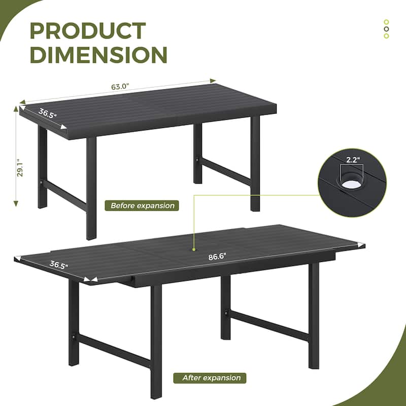 AeroFlex Aluminum Outdoor Dining Table with Extension