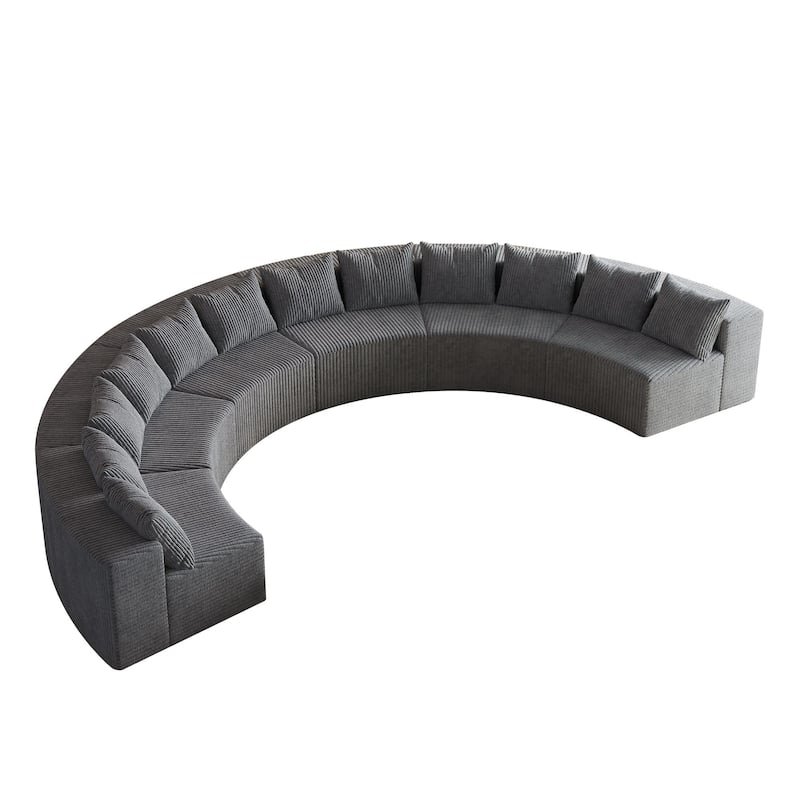 Oversize Curved Corduroy Sectional Sofa 181" Symmetrical Modular Couch