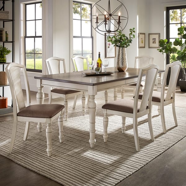 slide 2 of 20, Tournus 4-6-Person Extendable Solid Rubberwood Dining Table Set by iNSPIRE Q Classic 7-Piece