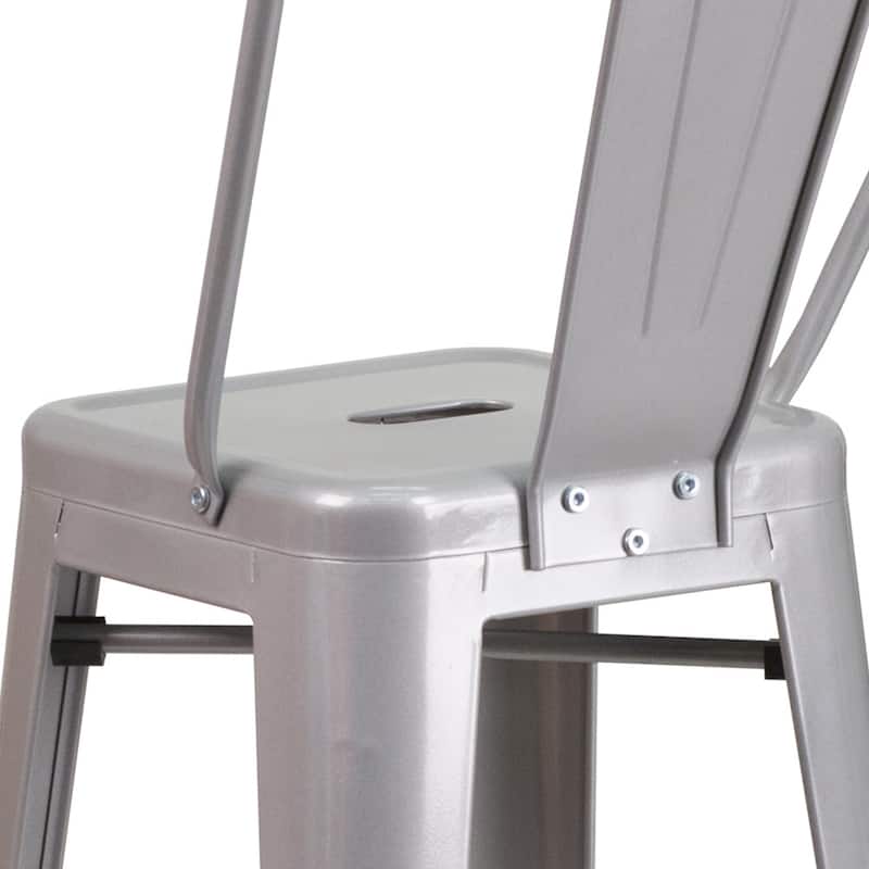 4 Pack 30" High Metal Indoor-Outdoor Barstool with Back - Kitchen Furniture