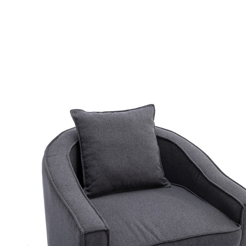 SEYNAR Mid Century Modern Barrel Chair Upholstered Club Accent Chair with Ottoman