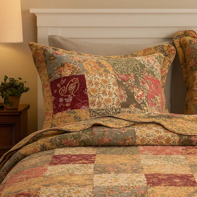 Kamet Fabric Standard Size Sham with Floral Prints and Paisleys, Multicolor