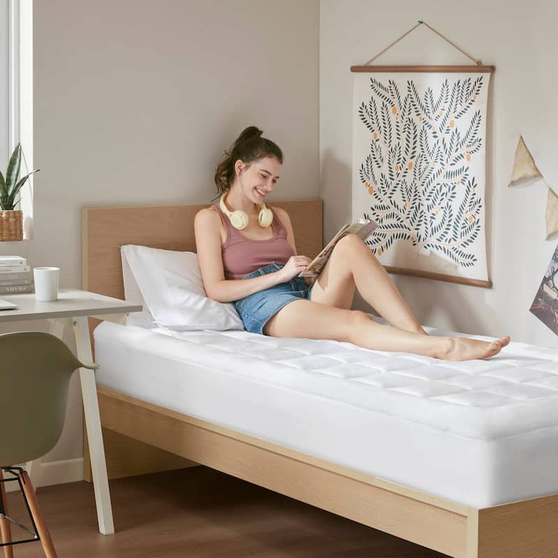 Madison Park Heavenly Soft Overfilled Plush Down Alt. Waterproof Mattress Pad - White