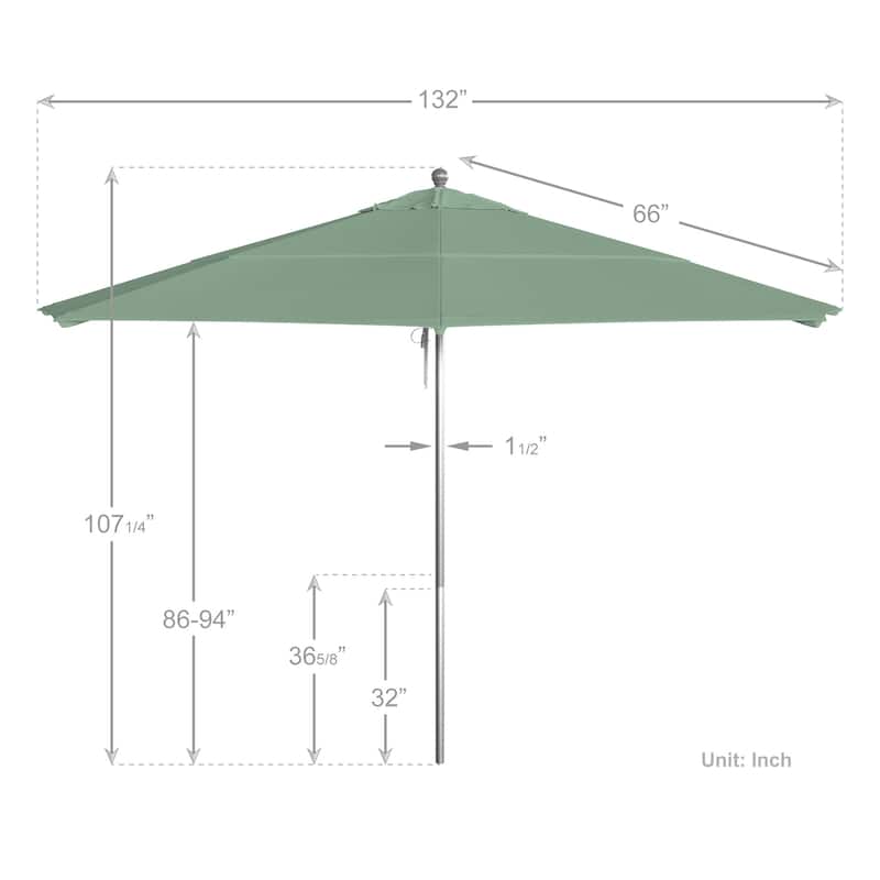 California Umbrella 11' Venture Series Patio Umbrella Silver Aluminum Pole Fiberglass Ribs Pulley Lift Pacifica