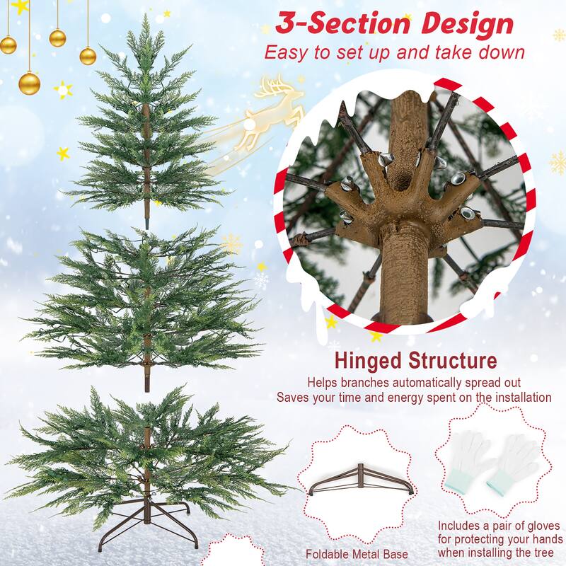 Gymax 6.5/7.5 FT Pre-Lit Artificial Christmas Tree Simulated Cypress