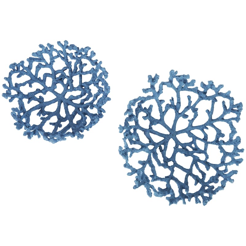 Resin Coral Textured Decorative Bowl - Set of 2 Blue or White - Roche River Decor