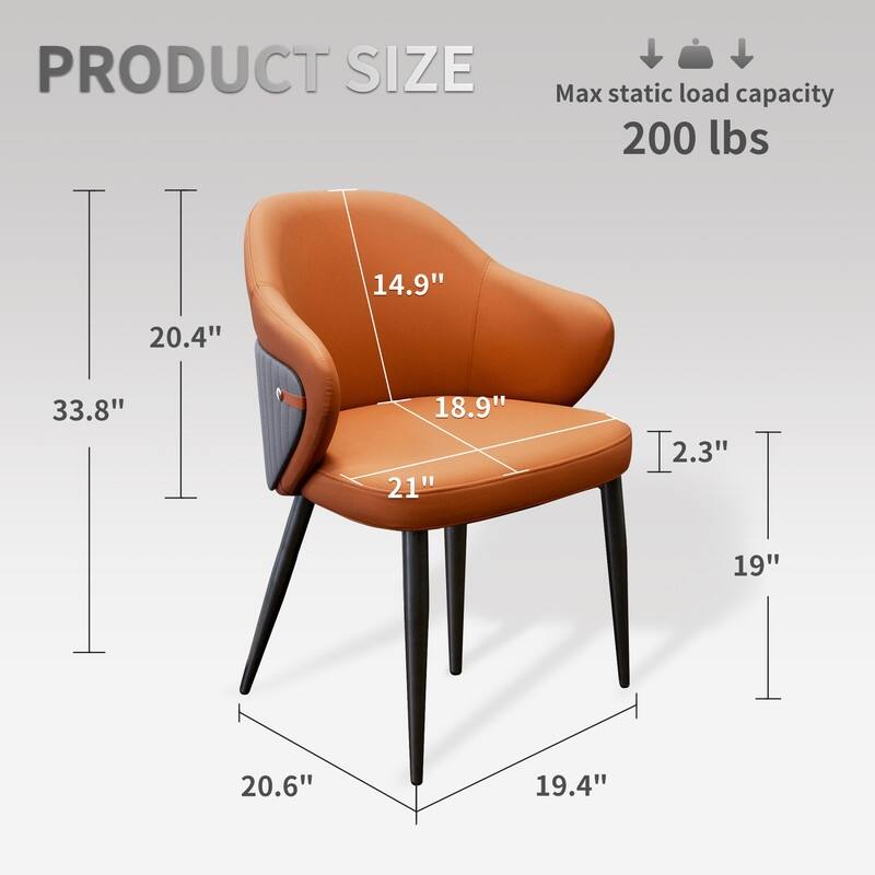 Modern Upholstered Leather Armless Dining Chairs Set of 2