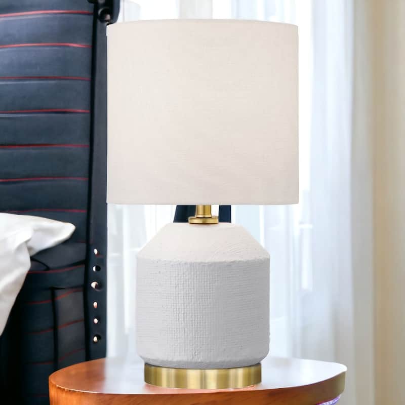 Ceramic Cylinder Table Lamp with Drum Shade for Living Room Decor - 5.5"W x 5.5"D x 15.13"H