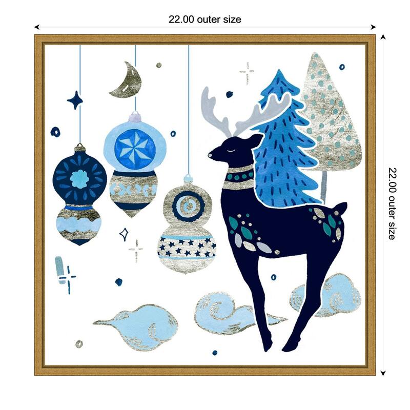 Goodnight Reindeer II by Melissa Wang Framed Canvas Wall Art Print - 22 x 22 in