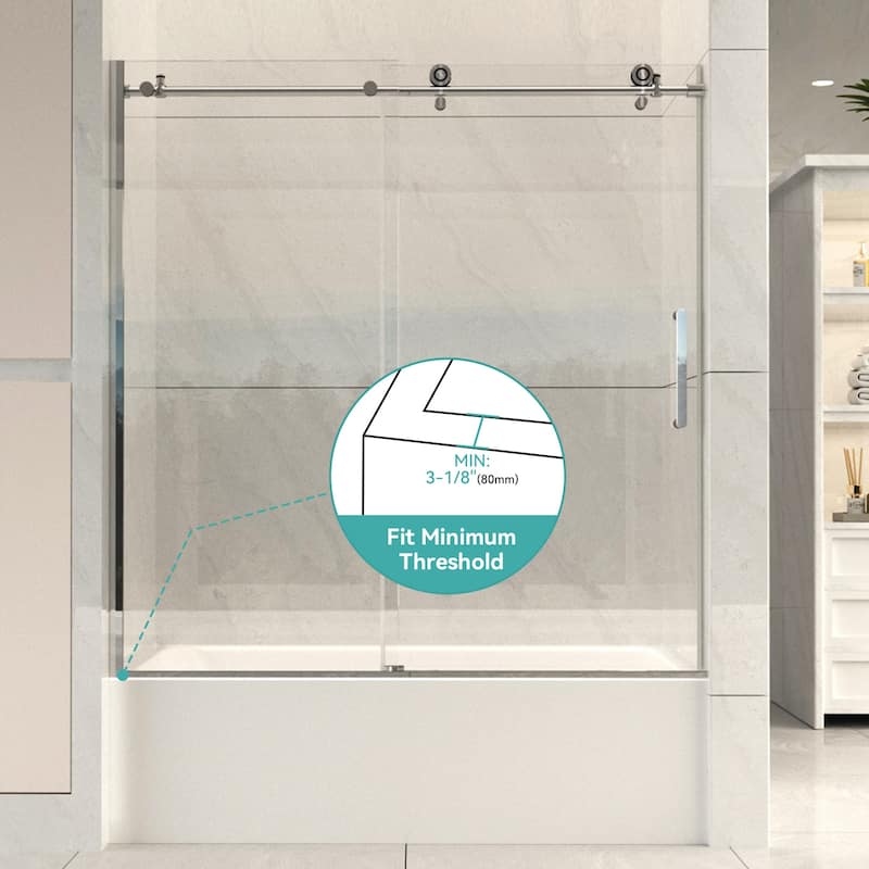 i-Homare 55 - 59 in.W x 60 in.H Tub Sliding Shower Door with Soft Closing System