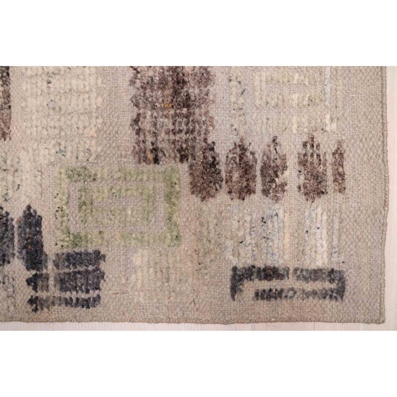 ECARPETGALLERY Hand-knotted Tangier Grey Viscose, Wool Rug - 9'2 x 11'11