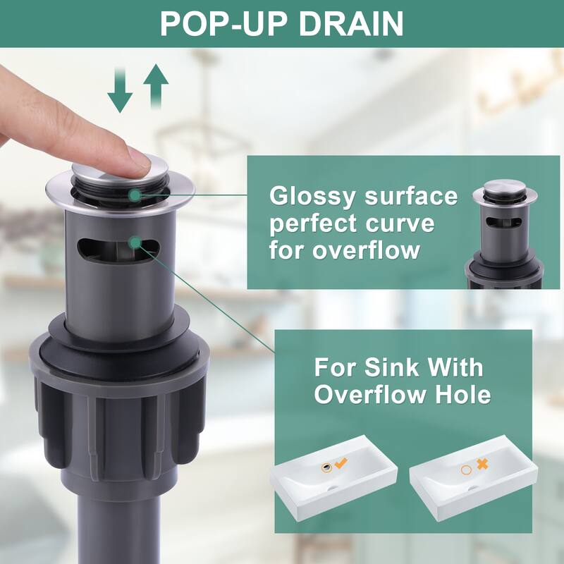 WOWOW Modern-Style Bathroom Faucet with Pop-Up Drain