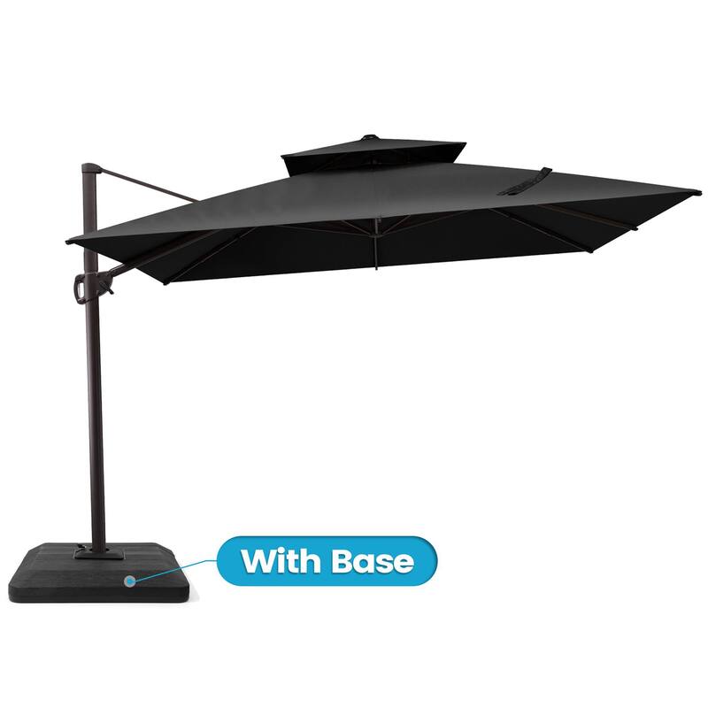 11 x 11 ft Patio Cantilever Offset Umbrella 360 Degree Rotation with Base