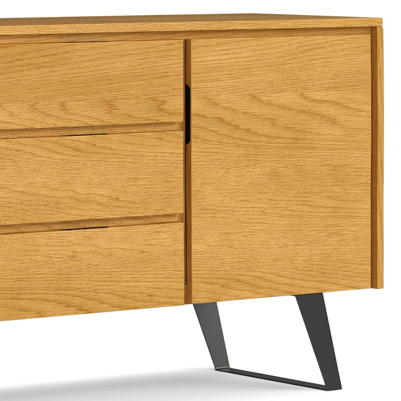 WYNDENHALL Mitchell Metal 60 inch Wide Rectangle Modern Industrial Sideboard Buffet in OAK WOOD - 60'' x 17'' x 30