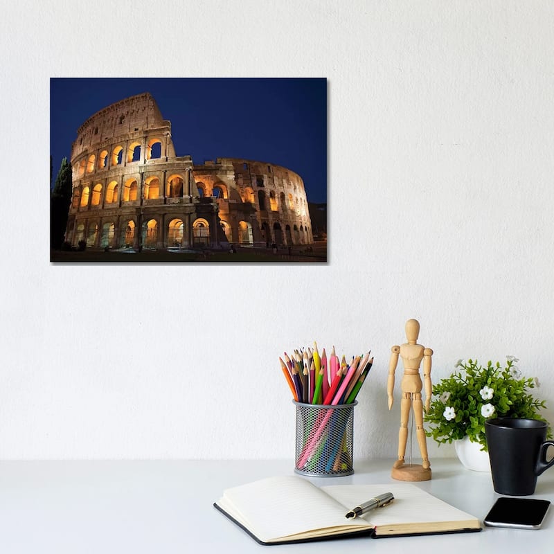 iCanvas "Italy, Rome, Colosseum. Night scene at landmark." by Jaynes Gallery Canvas Print - 8x12x0.75