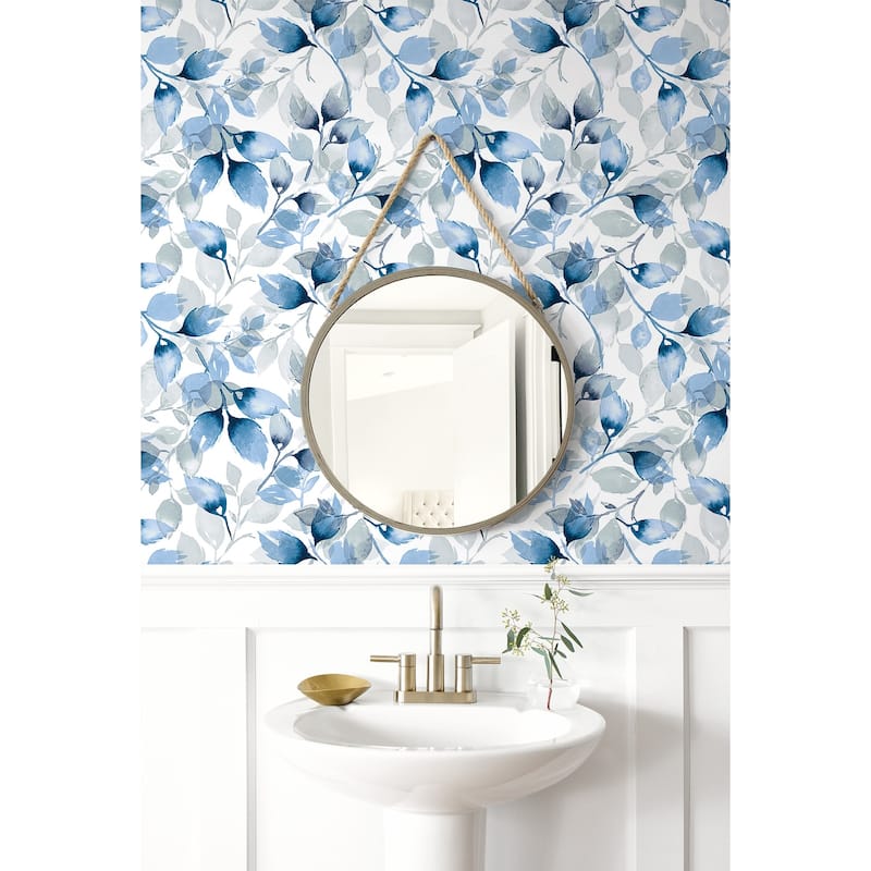 Luxe Haven Watercolor Tossed Leaves Peel and Stick Wallpaper