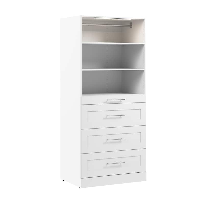Bestar Florence 36W x 25D Closet System with 4 Drawers, Shaker