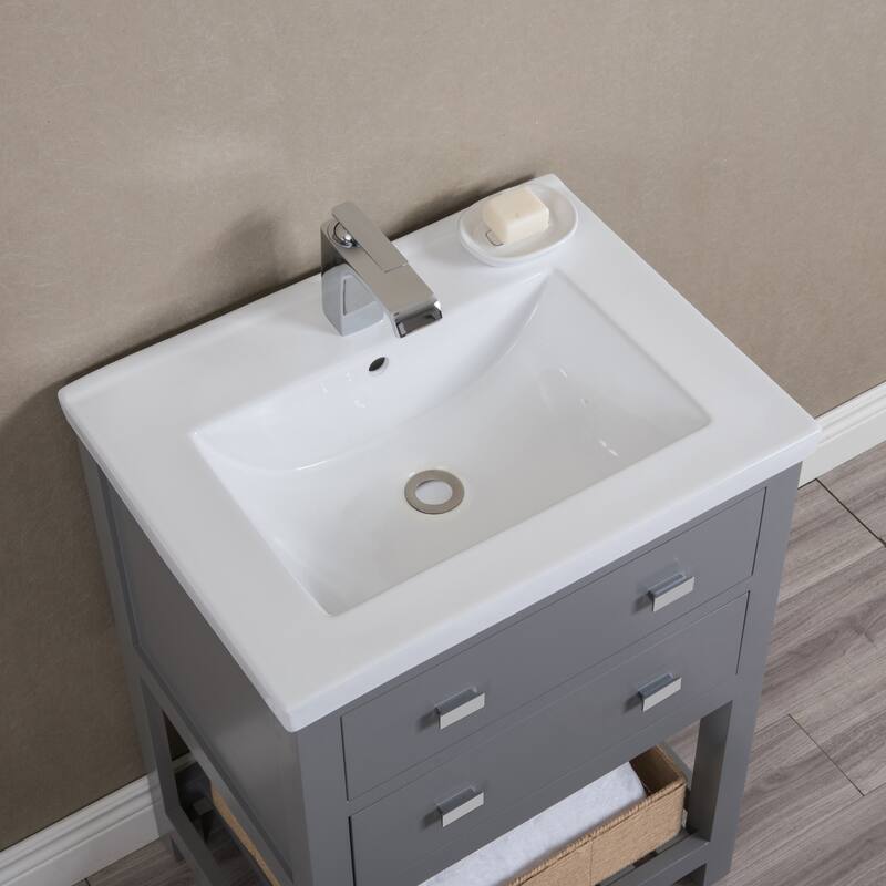 Viola 24-inch MDF 1-drawer Single Bowl Ceramic Top Vanity