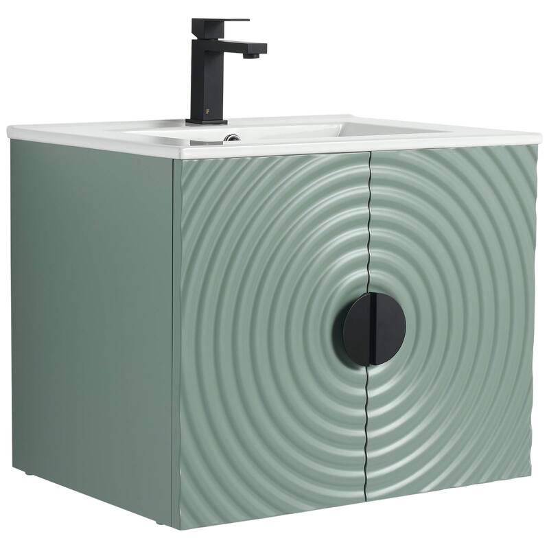 Pellabay Modern Bathroom Vanity with Fluted Circular Doors - Sink Included