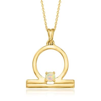 18KT Yellow Gold Over Sterling Silver, Libra Zodiac Sign Pendant Necklace