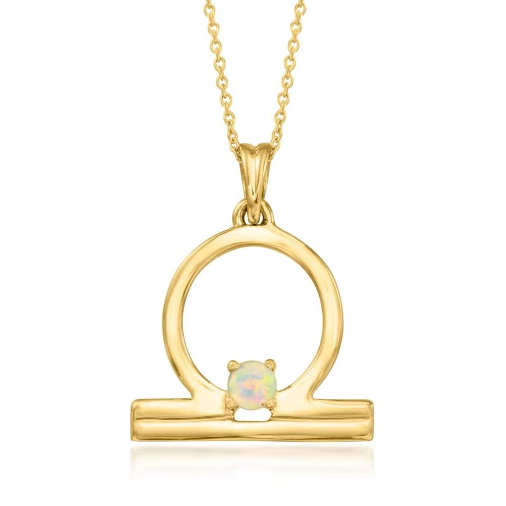 18KT Yellow Gold Over Sterling Silver, Libra Zodiac Sign Pendant Necklace