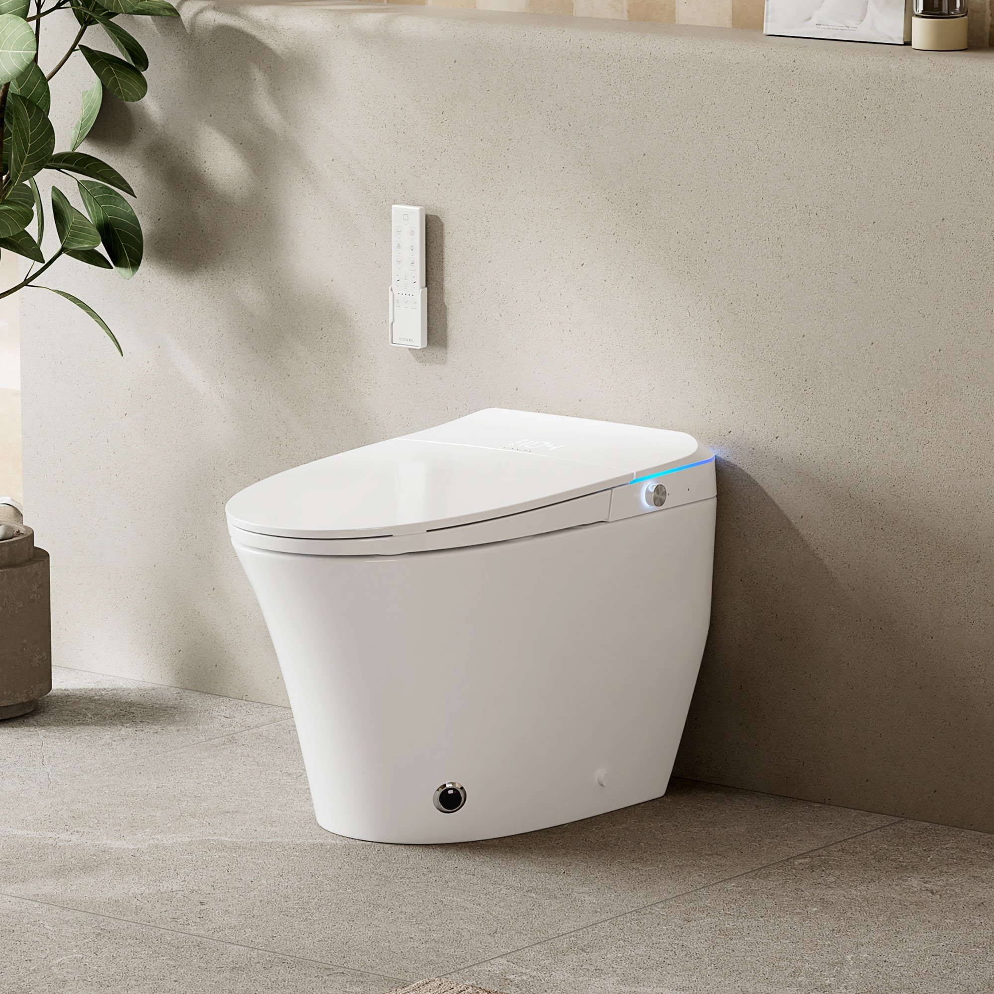 Zarautz Elongated Smart Bidet Toilet Combo with Clean Foam Shield Splash Proof, Heated Seat, Dryer & Foot/Remote Flush
