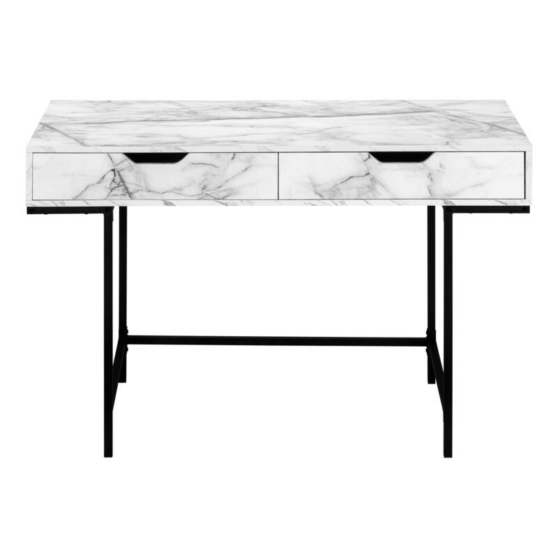 Modern Computer Desk with 2 Drawers & Metal Base