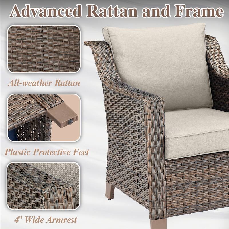 Outdoor Sofa Chair Table & Swive Chail with Ottoman