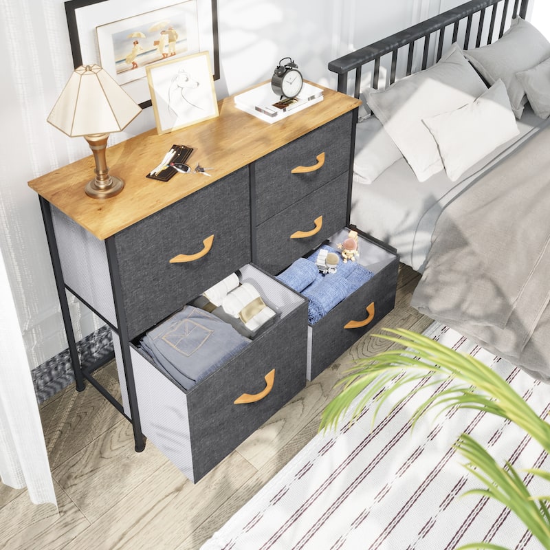 5-drawers Furniture Storage Chest Grey Dresser Organizer
