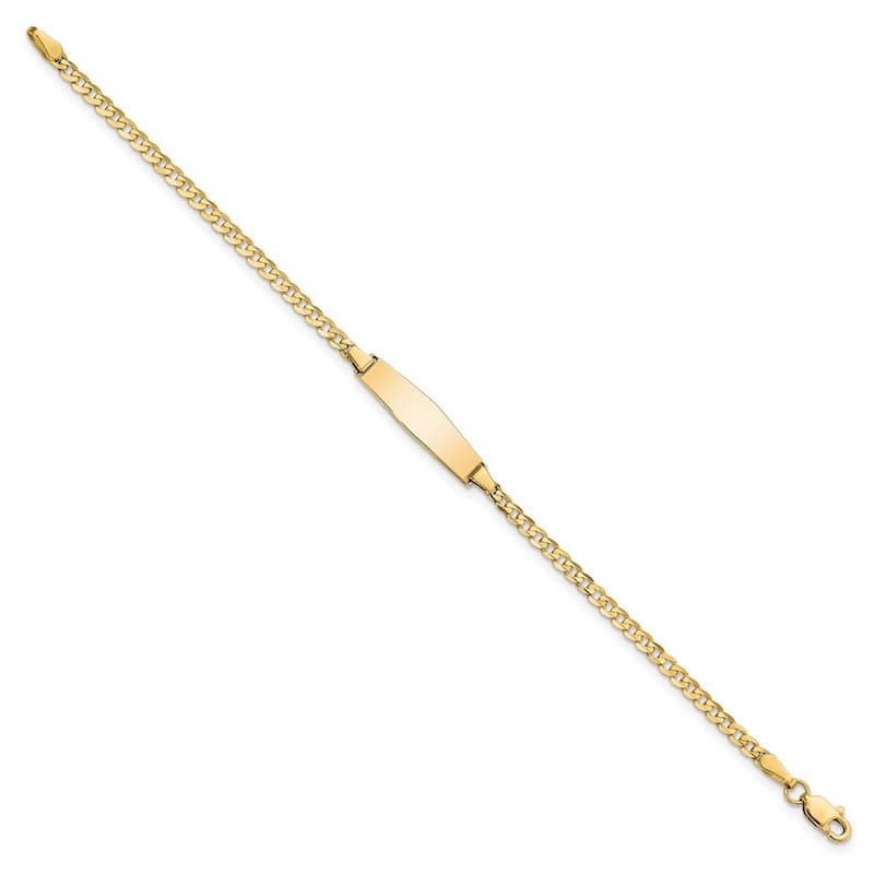 Curata 5.5mm 14k Engravable Curb Link Soft Diamond Shape ID Bracelet