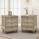 preview thumbnail 62 of 116, Wood NightStand with Metal Handle Natural/White-2-Piece - 4-drawer