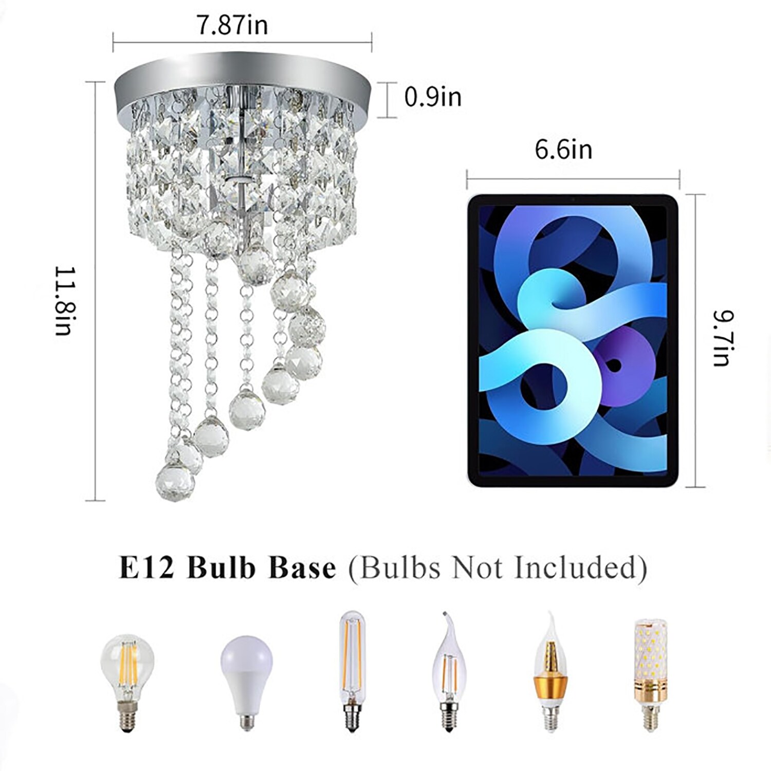 Small Crystal Chandelier,S-shaped Raindrop Recessed Light Fixture