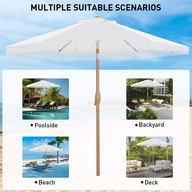Autlaycil 7.5 ft Outdoor Umbrella Patio with Fringe.