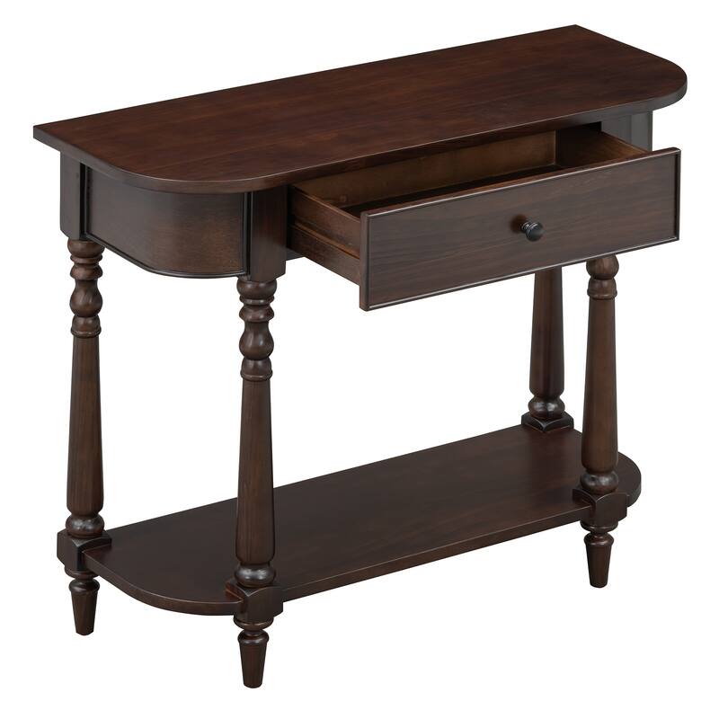 36 Inch Wood Console Table with Drawer and Shelf for Entryway