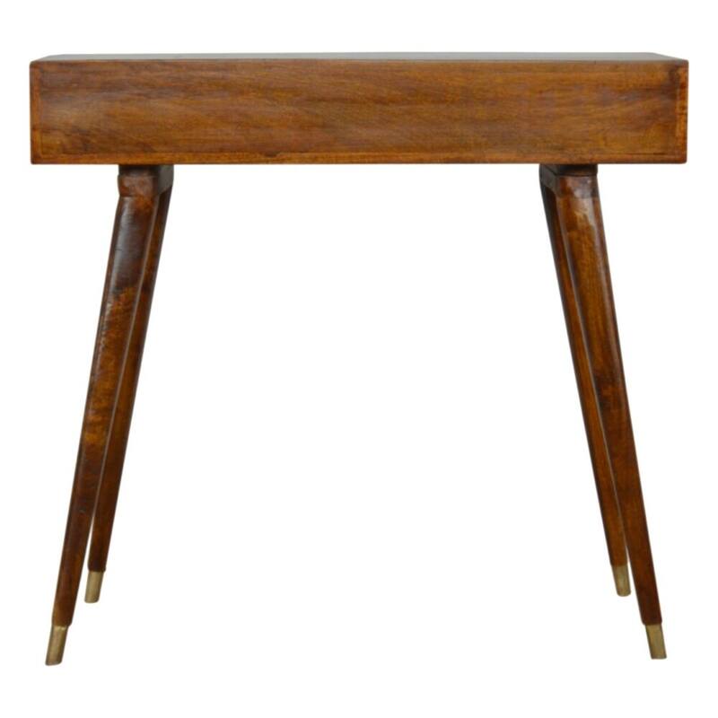 Artisan Furniture Solid Wood Sunrise Gold Carved Writing Desk, Brown with 1 Drawer - N/A