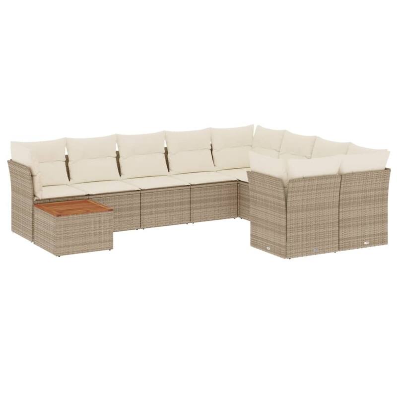 vidaXL Patio Sofa Set with Cushions Outdoor Furniture 10 Piece Poly Rattan - 21.7 x 21.7 x 14.6