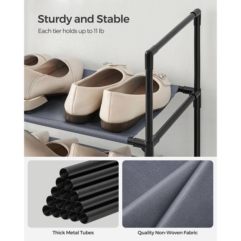 10 Tier Space-Saving Shoe Shelf with Metal Frame and Non-Woven Fabric Shelves