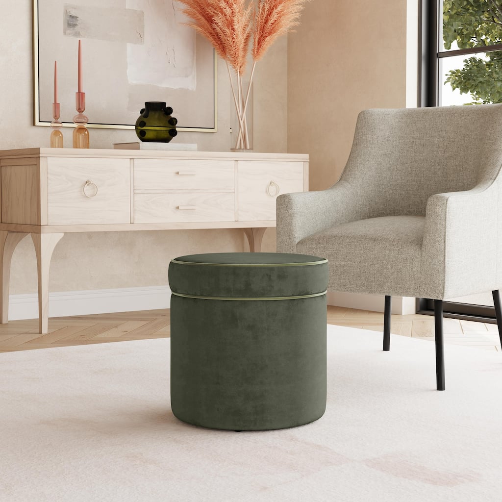 HomePop Ava Vevlet Ottoman with Storage - Loden Green Velvet