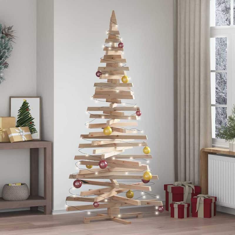 vidaXL Christmas Trees with Stand Natural/Brown Solid pine wood - Natural (unfinished) 82.7 - 7 Foot
