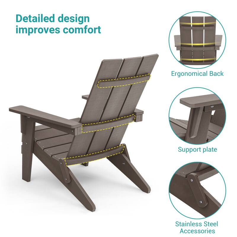 BONOSUKI Folding Adirondack Chair,Weather Resistant Patio Chair-Set of 2