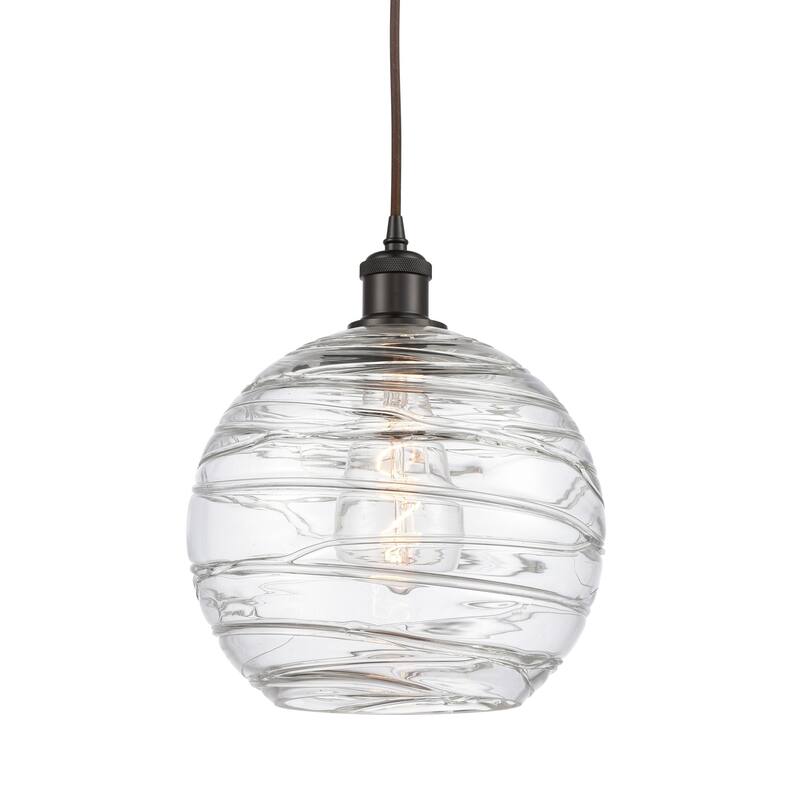 Innovations Lighting 516-1P-13-10 Athens Pendant Athens 10" Wide - Clear Deco Swirl / Oil Rubbed Bronze
