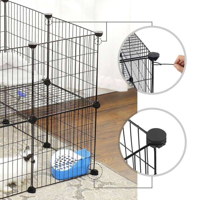 Black Metal Foldable Apartment-Style Pet Playpen with Secure Lock & Indoor,Outdoor Use