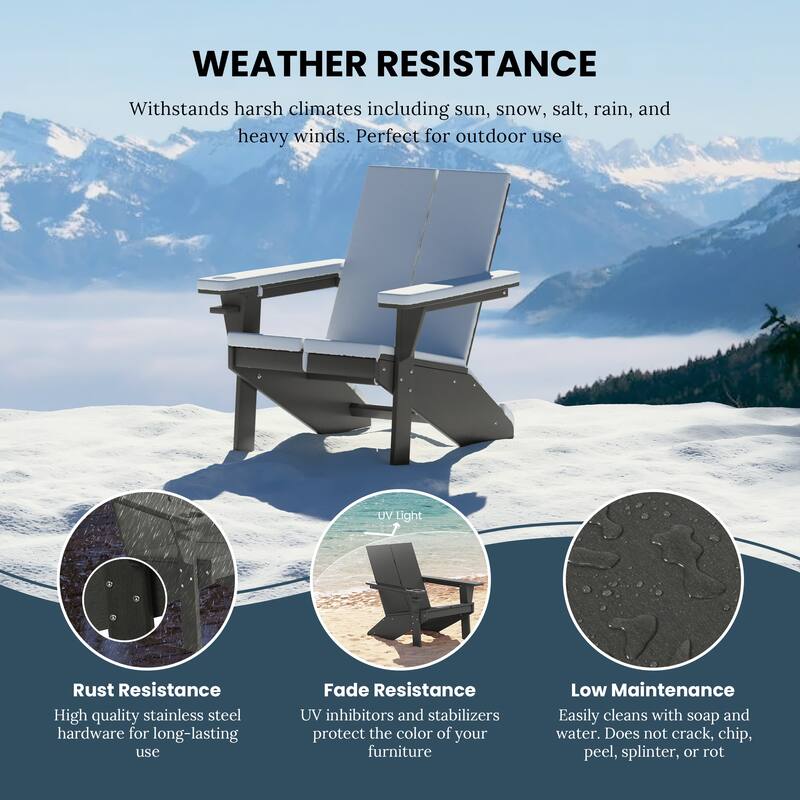 Coastin Modern Poly Adirondack Chair (Set of 2), Black