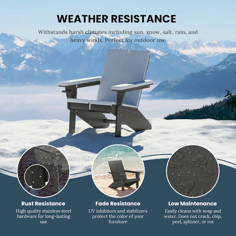 Coastin Modern Poly Adirondack Chair (Set of 4), Black