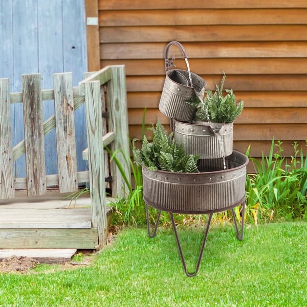 slide 2 of 6, Alpine Corporation 3-Tier Vintage Tubs and Planters Fountain, 33" High