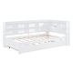 preview thumbnail 71 of 105, L-shape Daybed Wooden Sofa Bed Corner Bed with Bookcase Guardrail Built-in USB Charging Ports, Space-saving Bed