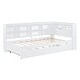 preview thumbnail 5 of 24, Multifuncional Design Wooden DayBed with Storage Shelf, USB Charging Ports and Twin Trundle, Twin Size