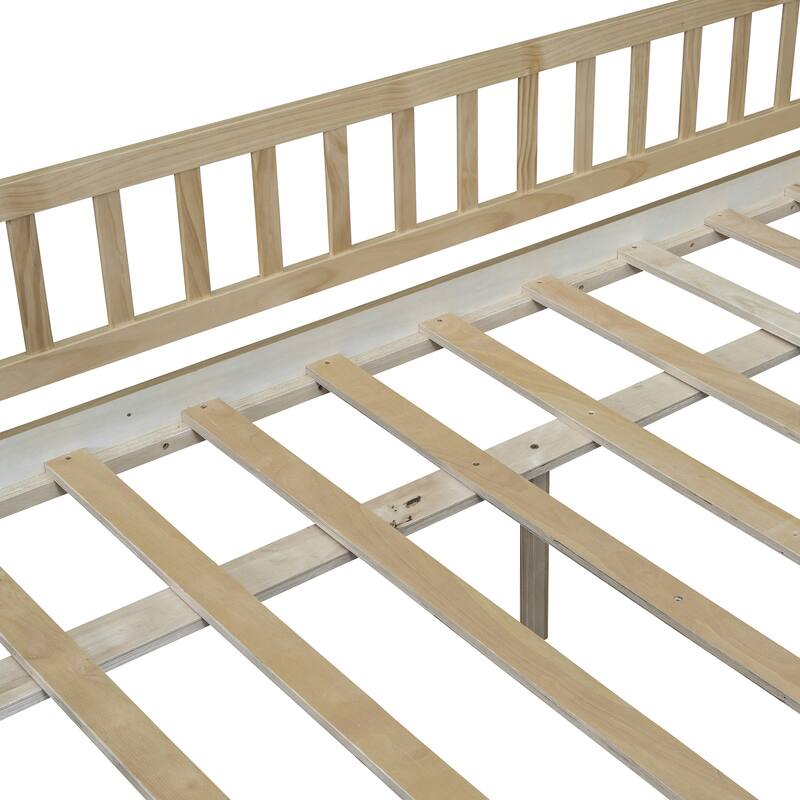 Full Size Modern Style Pine Wood Daybed with Two Storage Drawers