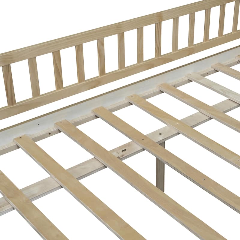 Twin Size Daybed Wood Storage Bed with Pull-out Drawers and Fence