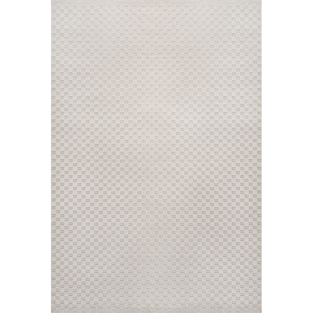 JONATHAN Y Sofia High-Low Modern Minimalist Checkered Monotone Ivory/Cream Indoor/Outdoor Rug